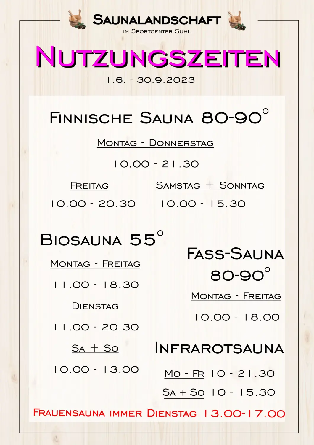 Preisliste des Sportcenter Suhl
